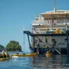 Kayakers returning to Safari Voyager, Maxico.