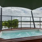 Hot tub on the Aria Amazon river ship, Peru.