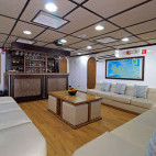 Lounge area on board Analí in the Galapagos Islands