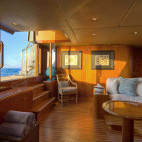 Beach club on board Aqua Mare liveaboard in the Galapagos Islands.