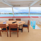 Lower deck on board Cachalote Explorer in the Galapagos Islands