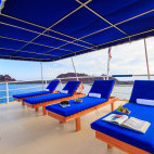Main deck on board Cachalote Explorer in the Galapagos Islands.