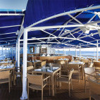 Outdoor dining on board La Pinta in the Galapagos