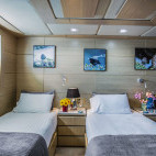 Twin cabin on board MY Passion in the Galapagos Islands