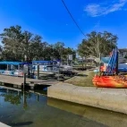 The boats and canoe rental area at Plantation Resort, Florida.