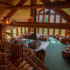 Lounge at Glacier Bay’s Bear Track Inn in Alaska.