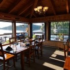 Dining room at Farewell Harbour Lodge in British Columbia