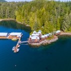 Aerial of Farewell Harbour Lodge in British Columbia