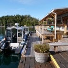 Float rooms and deck at Farewell Harbour Lodge in British Columbia