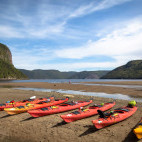 Kayaks in Saguenay Fjord National Park, Quebec, Canada