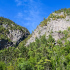 Suspension bridge in Saguenay Fjord National Park, Quebec, Canada