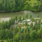 Aerial of Grizzly Camp in Canada.