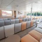 Bridge deck lounge on board Coral Discoverer ship in Australia