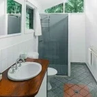 A bathroom at Ferntree Rainforest Lodge, Queensland