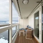 External view of a Superior Stateroom balcony on board Douglas Mawson