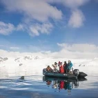 Zodiac in the Antarctic Peninsula.