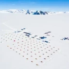 Aerial view of Union Glacier Camp, Antarctica.