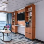 View of the lounge area in the premium suite on Ocean Victory, Antarctica.