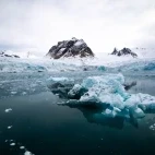 View of a glacier in Svalbard, Norway.