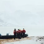 A Zodiac shore landing, in Svalbard, Norway.