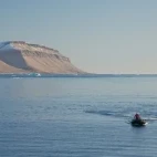 Vessel sailing in Croker Bay, Arctic Canada.