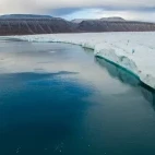 Croker Bay glacier, highlighting the enormity of the ice field. Arctic Canada.