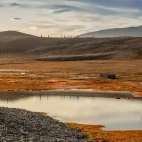 View of a lake and mountainous landscape of Dundas Island, Canada.