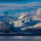 View of a sunset near Pond Inlet, Canadian Arctic.