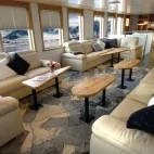 The sofa seating area in the lounge, on the vessel Explorer. 