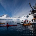 Kayaking & activity platform on Greg Mortimer.