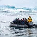 Zodiac in Neko Harbour, Antarctica.