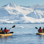 Kayaking in the Weddell Sea, Antarctica.