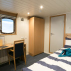 Twin window cabin on board MS Sjøveien in Svalbard.