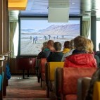 Observation lounge on board Hondius polar vessel.