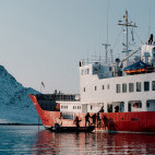 Vikingfjord launching a Zodiac.