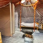 Interior view of a ger, at Margaz Ger Camp, Mongolia