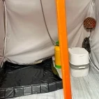 The toilet and shower area in a ger, at Margaz Ger Camp, Mongolia