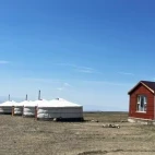 External view of Twin Leopards Ger Camp, in the Altai Mountains, Mongolia