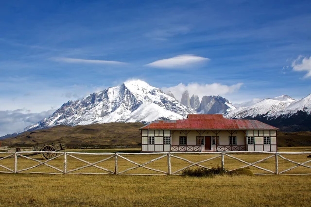 View of a ranch in Torres del Paine, Chile.