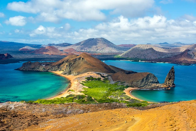 Aerial of Bartolome in the Galapagos Islands